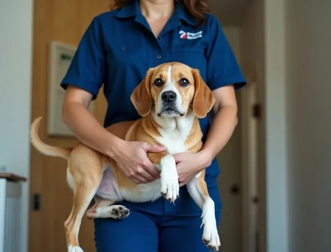 Technician respectfully transporting a deceased dog in Campbellfield